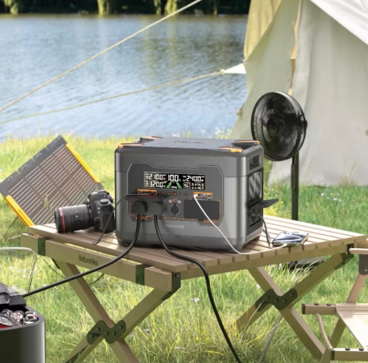 Porodo Portable Power Station with 2400W Power, 2047.5Wh Battery, 100W PD Fast Charging, Power Generator.