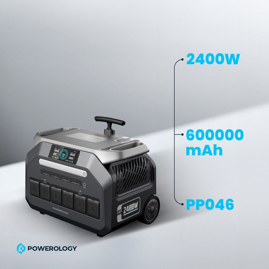 Powerology Solar Input Portable Generator 2400 Watt - Black
