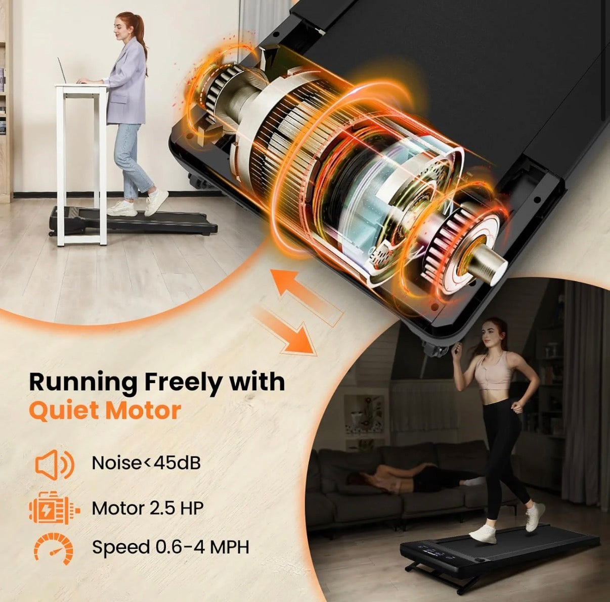 Black Bull Walking Pad Treadmill 12% Auto Incline with Handrail Bluetooth Foldable Home Fitness – Kuwait