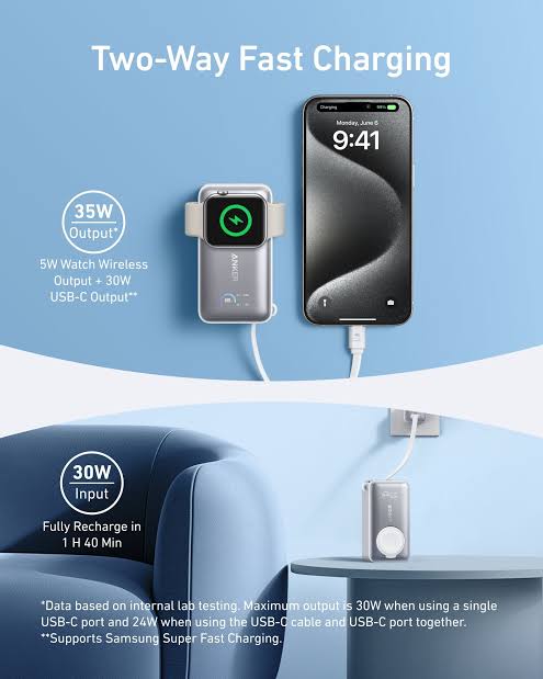 Anker Maggo Power Bank 10K 35W For Apple Watch Built-In Usb-C – Black - TQ STORE