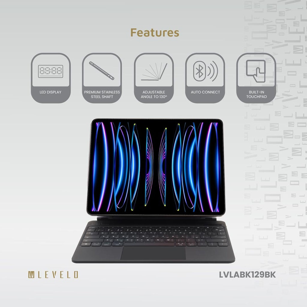 Levelo AeroBoard Saffanio Leather Wireless Keyboard For Apple iPad ( Arabic English )  ماجيك كيبورد حق ايباد (عربي انجليذي) - TQ STORE