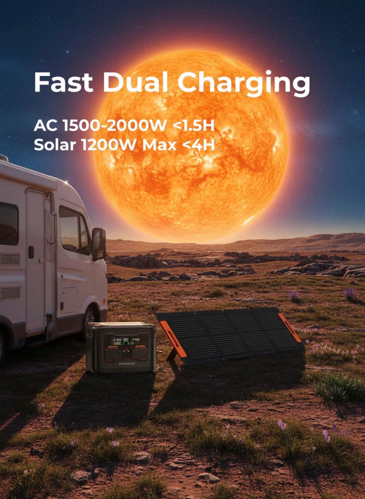 Porodo Portable Power Station with 2400W Power, 2047.5Wh Battery, 100W PD Fast Charging, Power Generator.