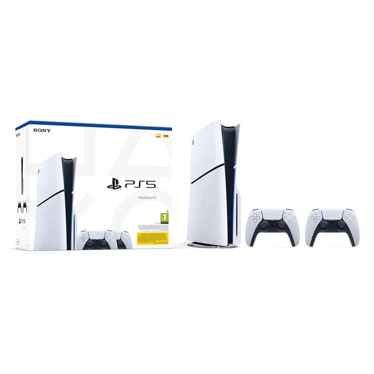 PlayStation 5 Slim Disc Edition Console with Two DualSense Controllers - R2 - TQ STORE