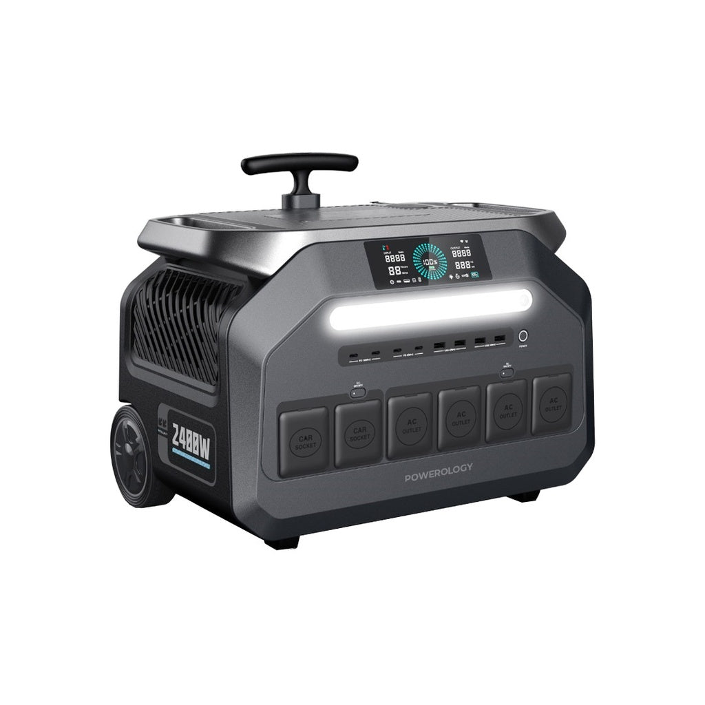 Powerology Solar Input Portable Generator 2400 Watt - Black