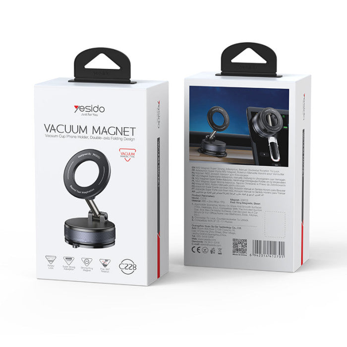 Yesido C228 Magnetic Car Phone Holder 360° Rotation – Vacuum Suction – Kuwait