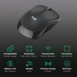 logitech M240 Wireless Optical Mouse with SilentTouch Technology (4000 DPI Adjustable, Sensor Technology, Graphite) - TQ STORE