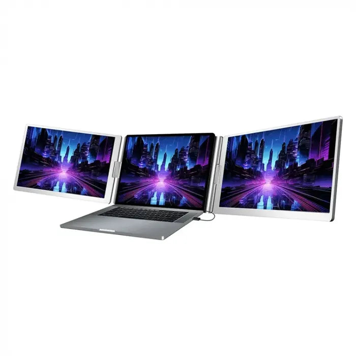 POWEROLOGY DUAL SCREEN PORTABLE MONITOR - SILVER PDSLM14 - Buy In Kuwait