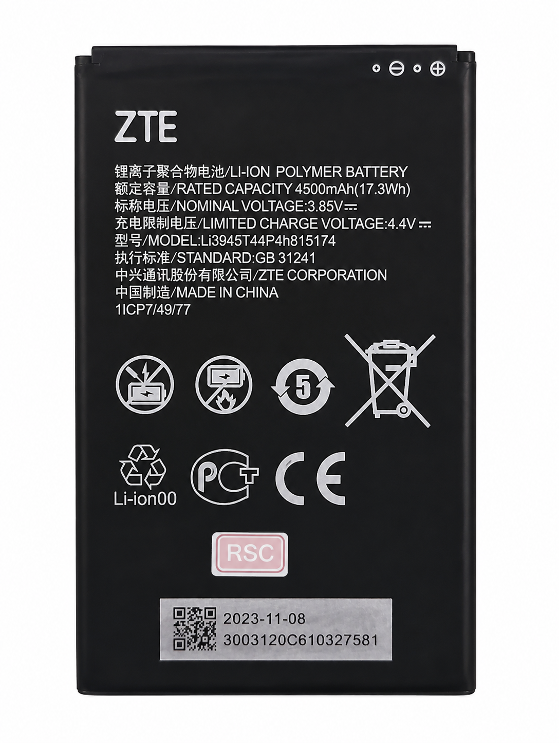 Original ZTE MU5002 4500mAh Battery Li3945T44P4h815174 5G Mobile WiFi Router