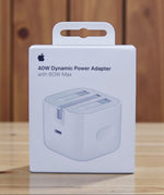 Original retail packaging for the Apple 40W Dynamic Power Adapter with 60W Max output.