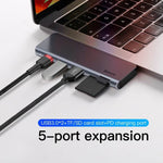 Baseus 5-in-1 USB-C hub compact size detail