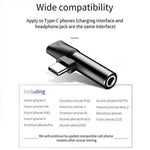 Baseus L41 audio converter showing dual ports USB-C and 3.5mm