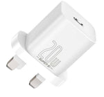 Baseus Super Si Quick Charger 20W UK with Type-C to Lightning Cable 1M White