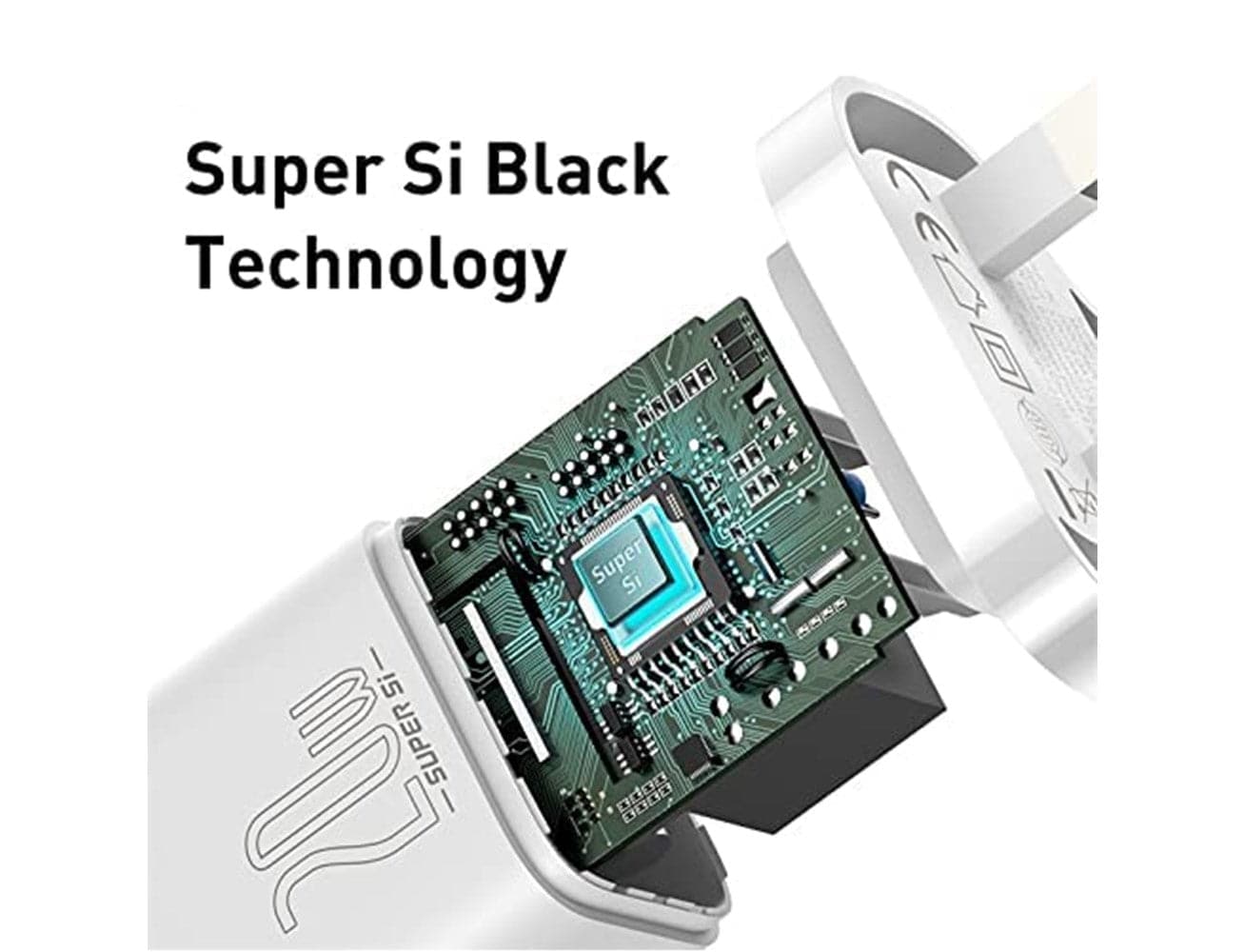 Baseus Super Si Quick Charger 20W UK with Type-C to Lightning Cable 1M White