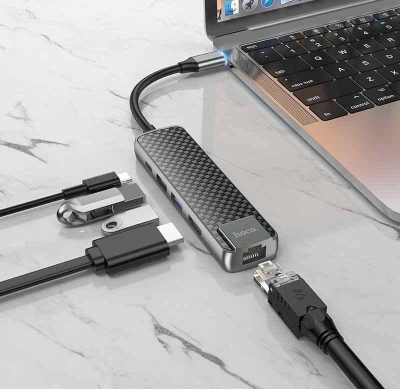 Hoco HB23 Type-C Hub HDMI USB3.0 USB2.0 RJ45 PD