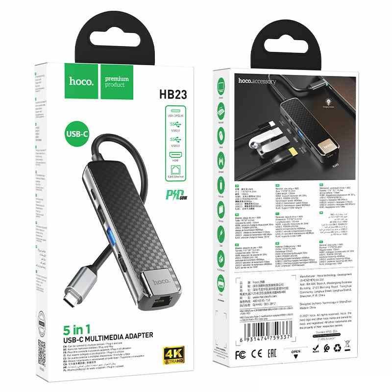 Hoco HB23 Type-C Hub HDMI USB3.0 USB2.0 RJ45 PD
