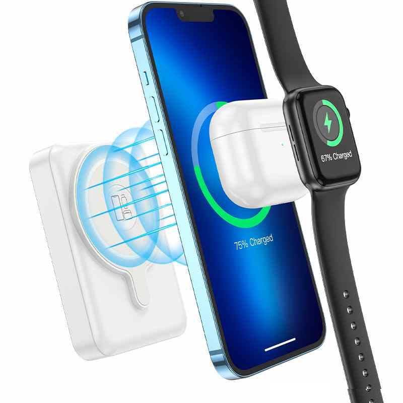 Hoco Q11 10000mAh wireless power bank front view with LED indicator