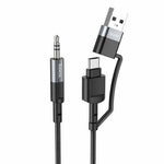 Hoco UPA23 2-in-1 USB-C and USB to 3.5mm audio conversion cable front view