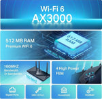 TP-Link Archer AX55 AX3000 Wi-Fi 6 Dual-Band Router Black