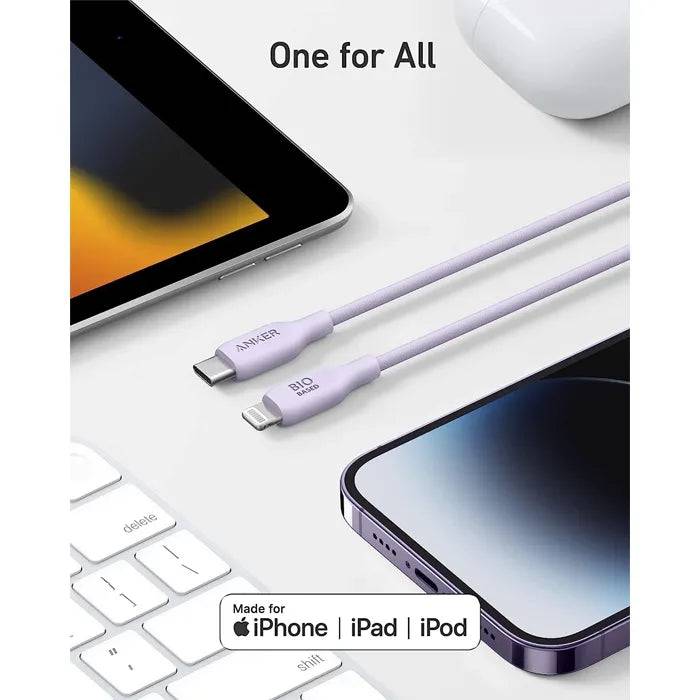 ANKER 542 USB-C TO LIGHTNING CABLE (BIO-BASED) (1.8M/6FT) - BLUE - TQ STORE