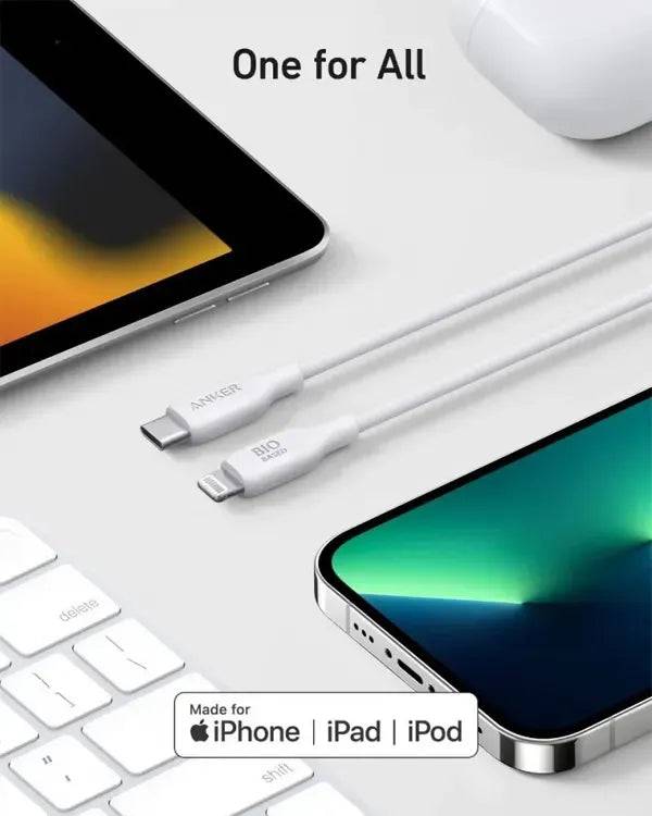 ANKER 542 USB-type C TO LIGHTNING CABLE (BIO-BASED 6FT) - WHITE - TQ STORE