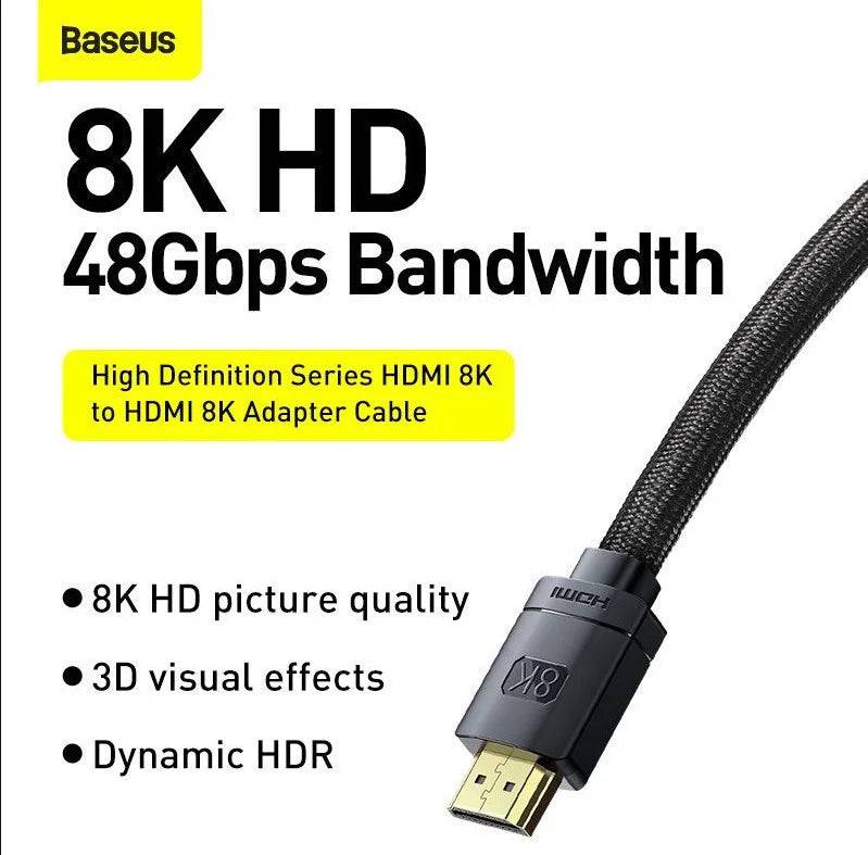 BASEUS HIGH DEFINITION SERIES HDMI 8K TO HDMI 8K ADAPTER CABLE 1 Meter - TQ STORE