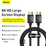 BASEUS HIGH DEFINITION SERIES HDMI 8K TO HDMI 8K ADAPTER CABLE 1 Meter - TQ STORE