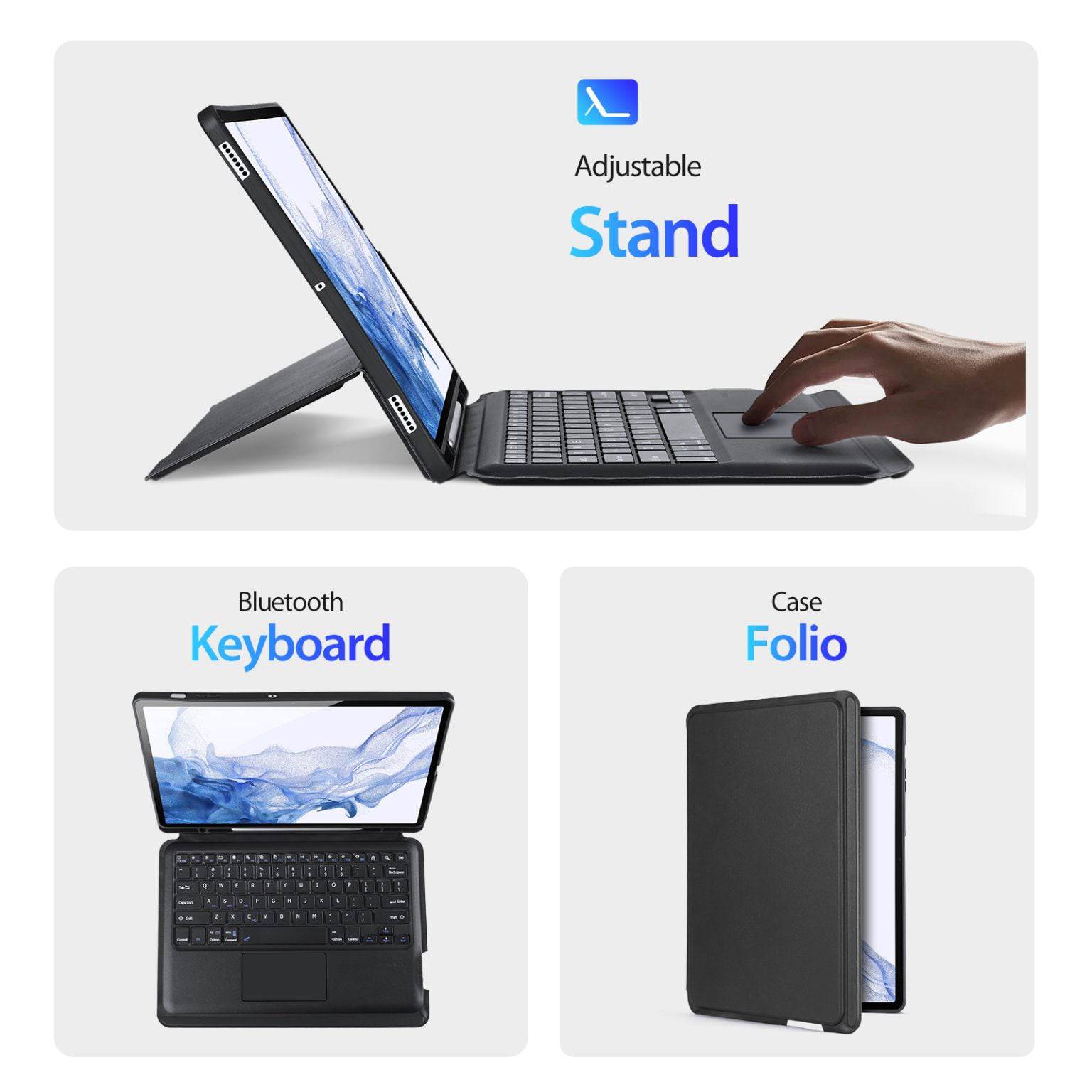 Duxducis DK Series Keyboard with Protective Case for Samsung Tab S8Plus (X800/X806)/ S7 FE(T730/T733/T736B)/ S7 Plus(T976B/T975) - TQ STORE