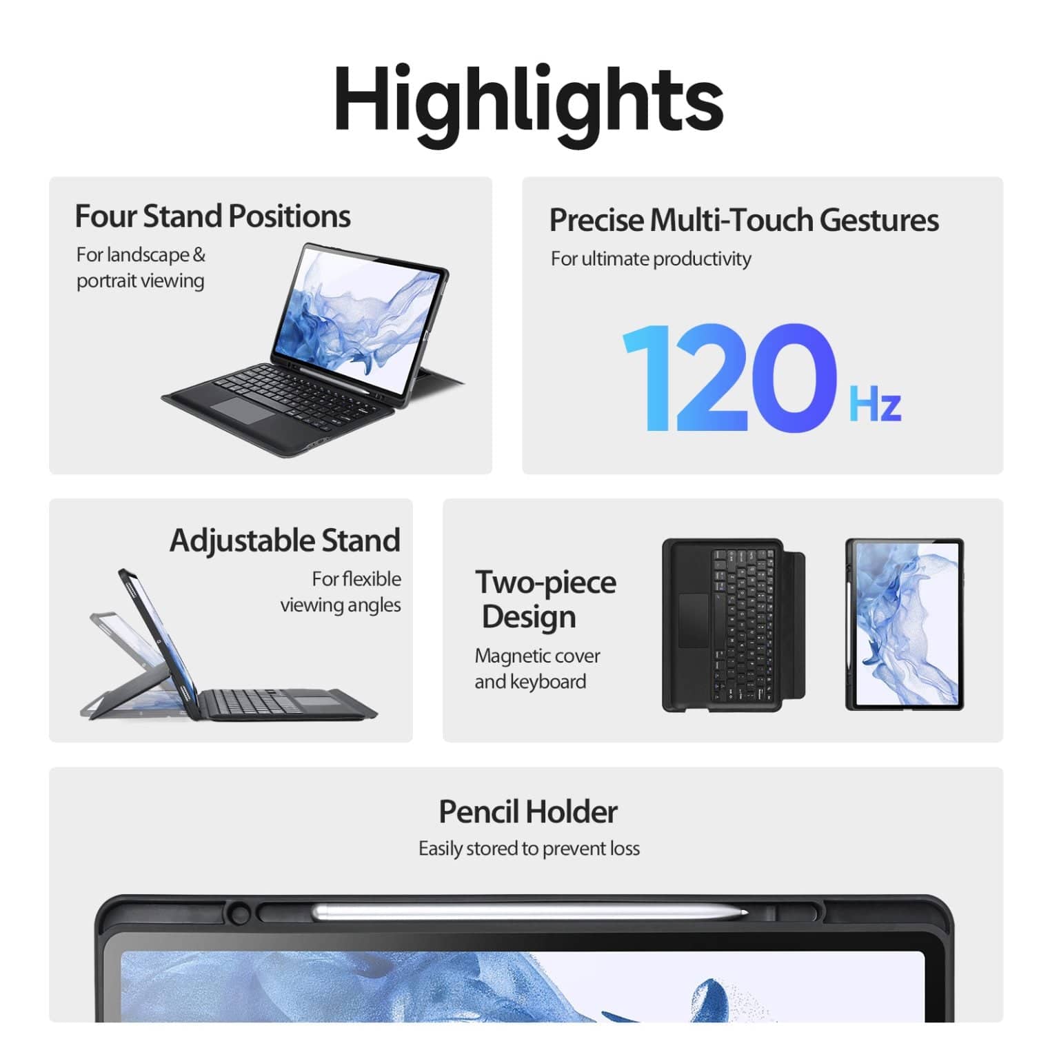 Duxducis DK Series Keyboard with Protective Case for Samsung Tab S8Plus (X800/X806)/ S7 FE(T730/T733/T736B)/ S7 Plus(T976B/T975) - TQ STORE