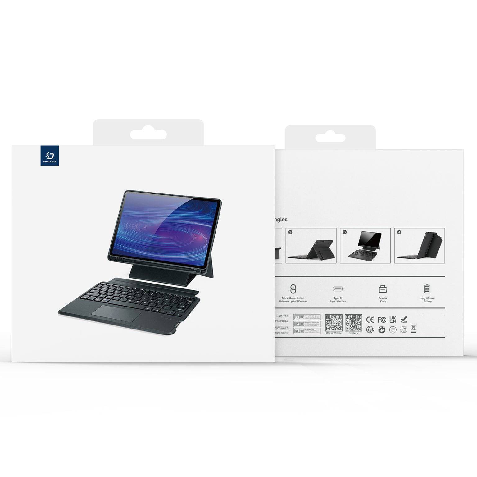 Duxducis DK Series Keyboard with Protective Case for Samsung Tab S8Plus (X800/X806)/ S7 FE(T730/T733/T736B)/ S7 Plus(T976B/T975) - TQ STORE