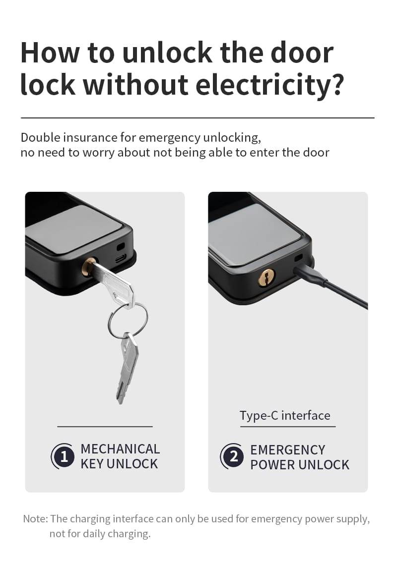 Smart Lock A270 - Keyless Entry - Fingerprint, Pass code, key card, Mobile App (Wifi & Bluetooth) - TQ STORE