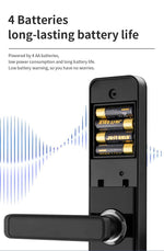Smart Lock A270 - Keyless Entry - Fingerprint, Pass code, key card, Mobile App (Wifi & Bluetooth) - TQ STORE