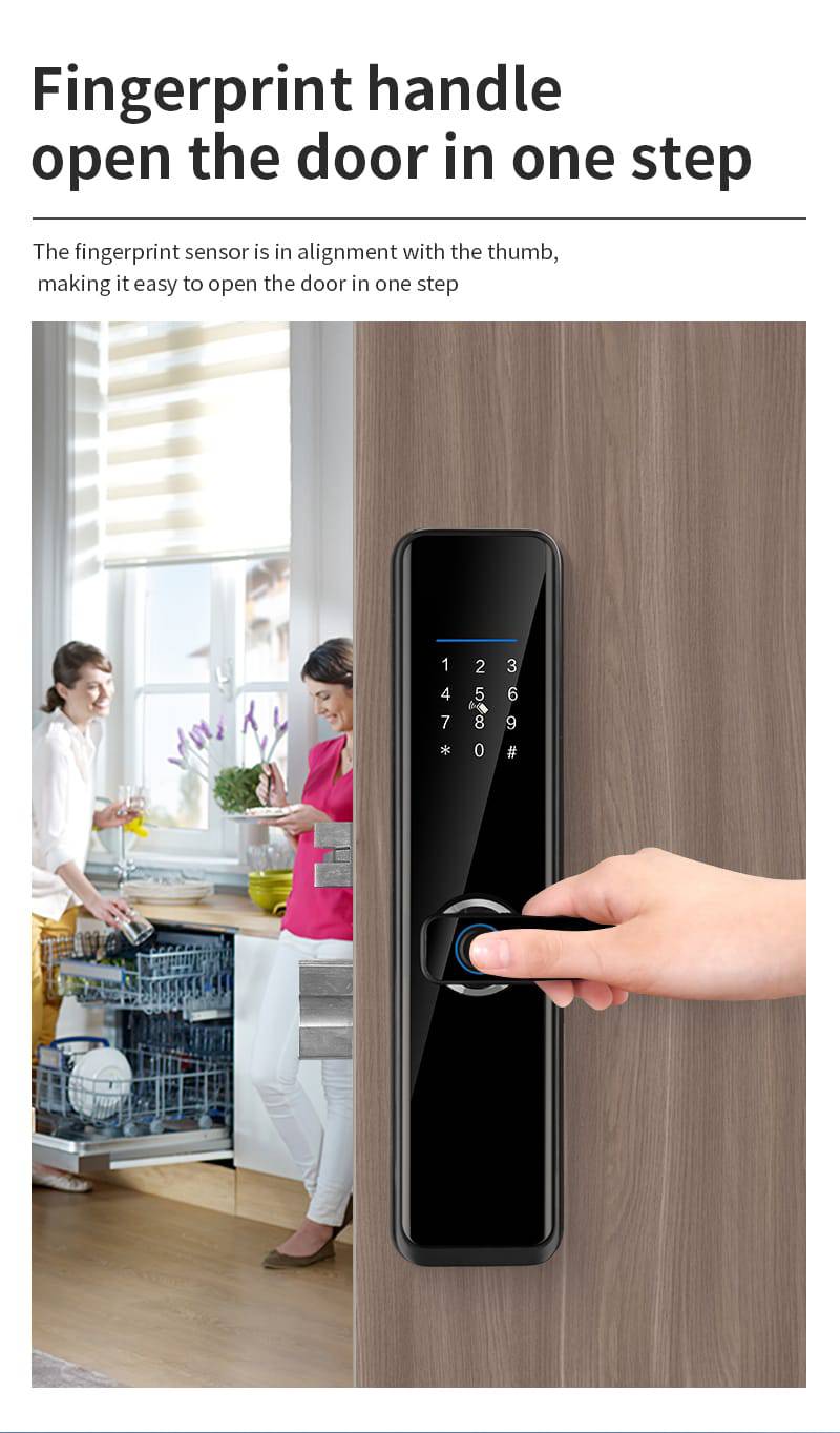Smart Lock A270 - Keyless Entry - Fingerprint, Pass code, key card, Mobile App (Wifi & Bluetooth) - TQ STORE