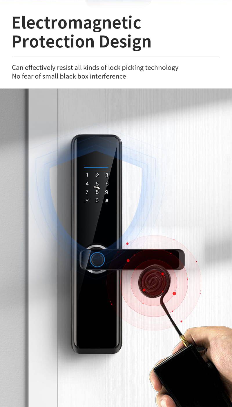 Smart Lock A270 - Keyless Entry - Fingerprint, Pass code, key card, Mobile App (Wifi & Bluetooth) - TQ STORE