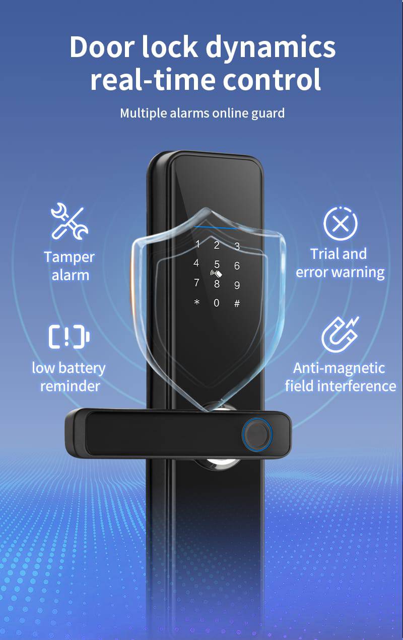 Smart Lock A270 - Keyless Entry - Fingerprint, Pass code, key card, Mobile App (Wifi & Bluetooth) - TQ STORE