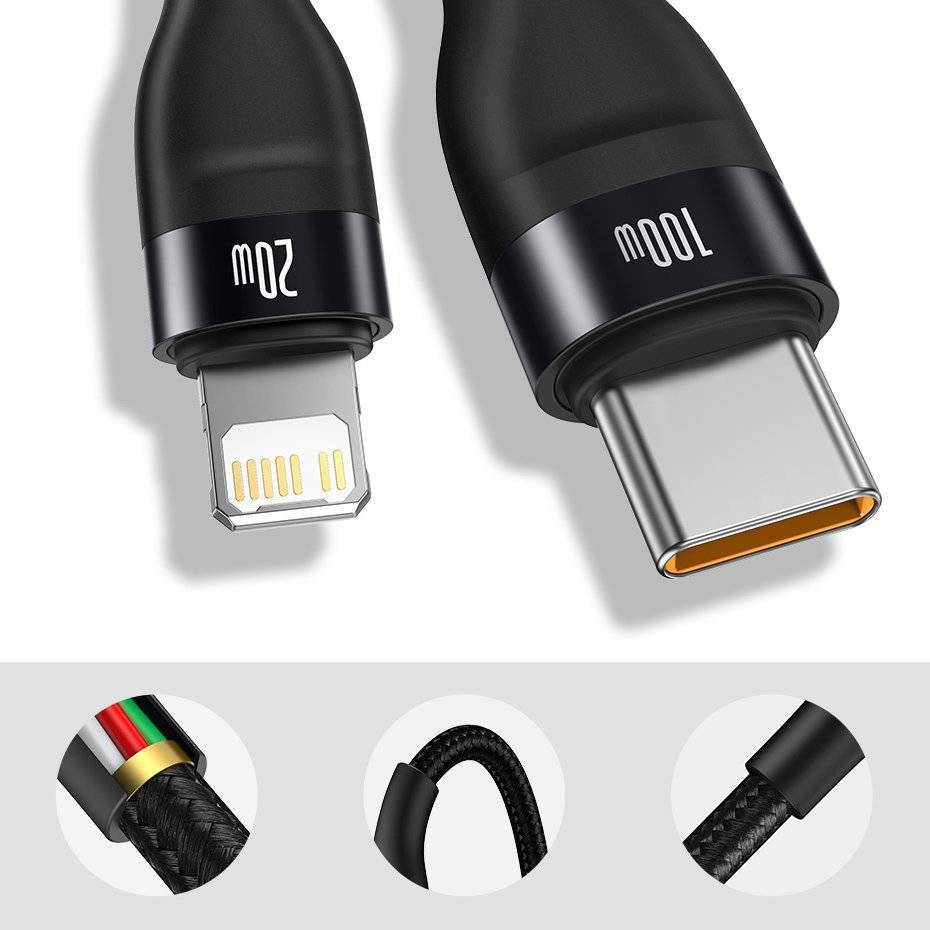 Baseus 100W Fast Charging 2 in 1 Type C to Lightning and Type C