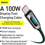 BASEUS DISPLAY FAST CHARGING DATA CABLE 100W 1M GREEN