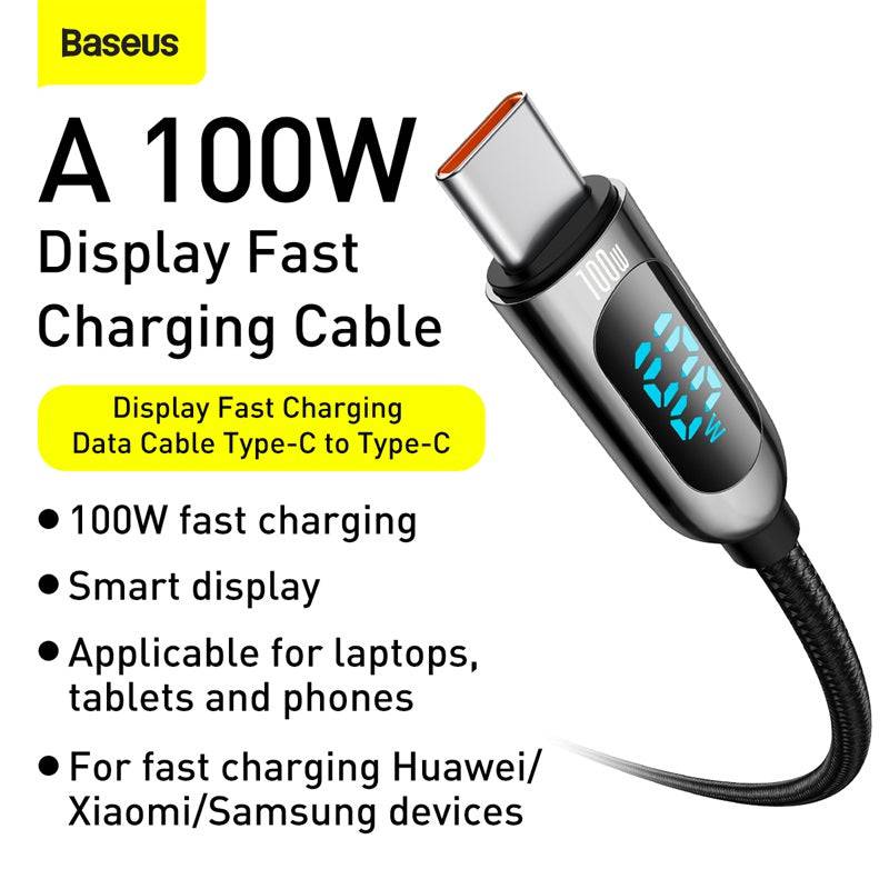 Baseus Display Fast Charging Type-C to Type-C Data Cable 100W 1M