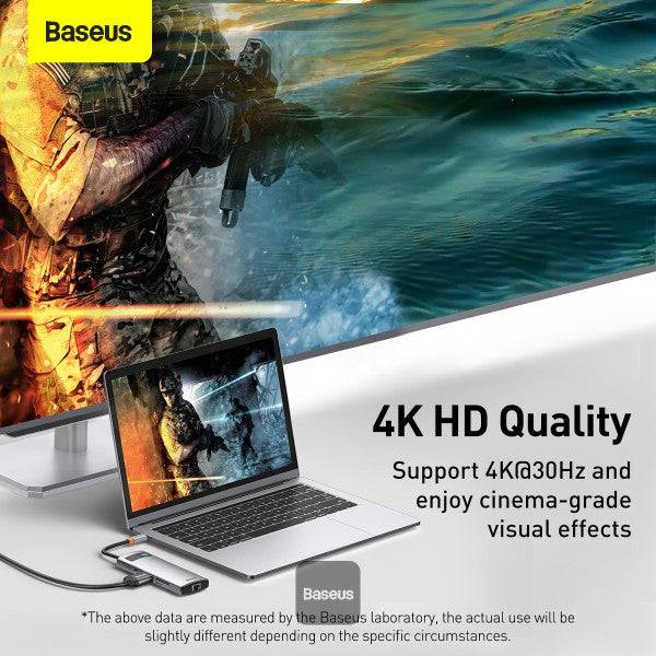 Baseus Metal Gleam Series 8-in-1 Type-C Hub Docking Station Gray