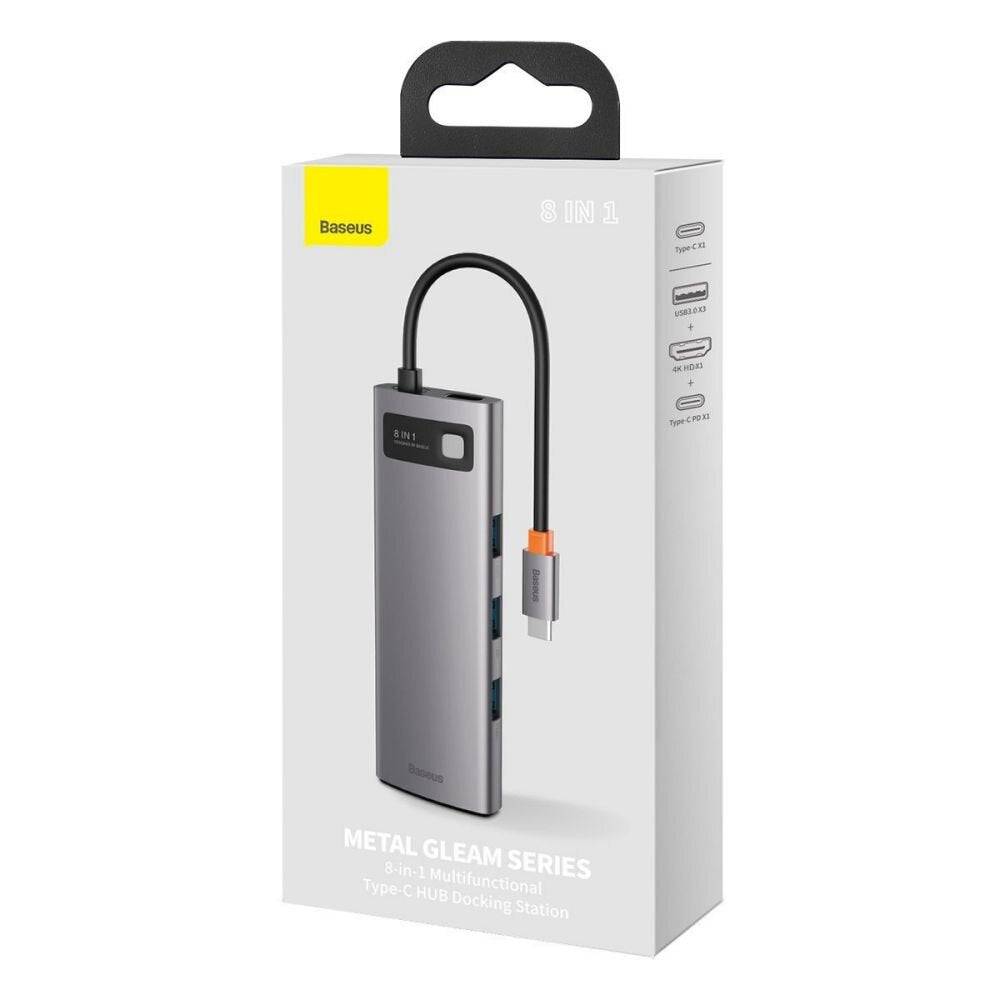 Baseus Metal Gleam Series 8-in-1 Type-C Hub Docking Station Gray