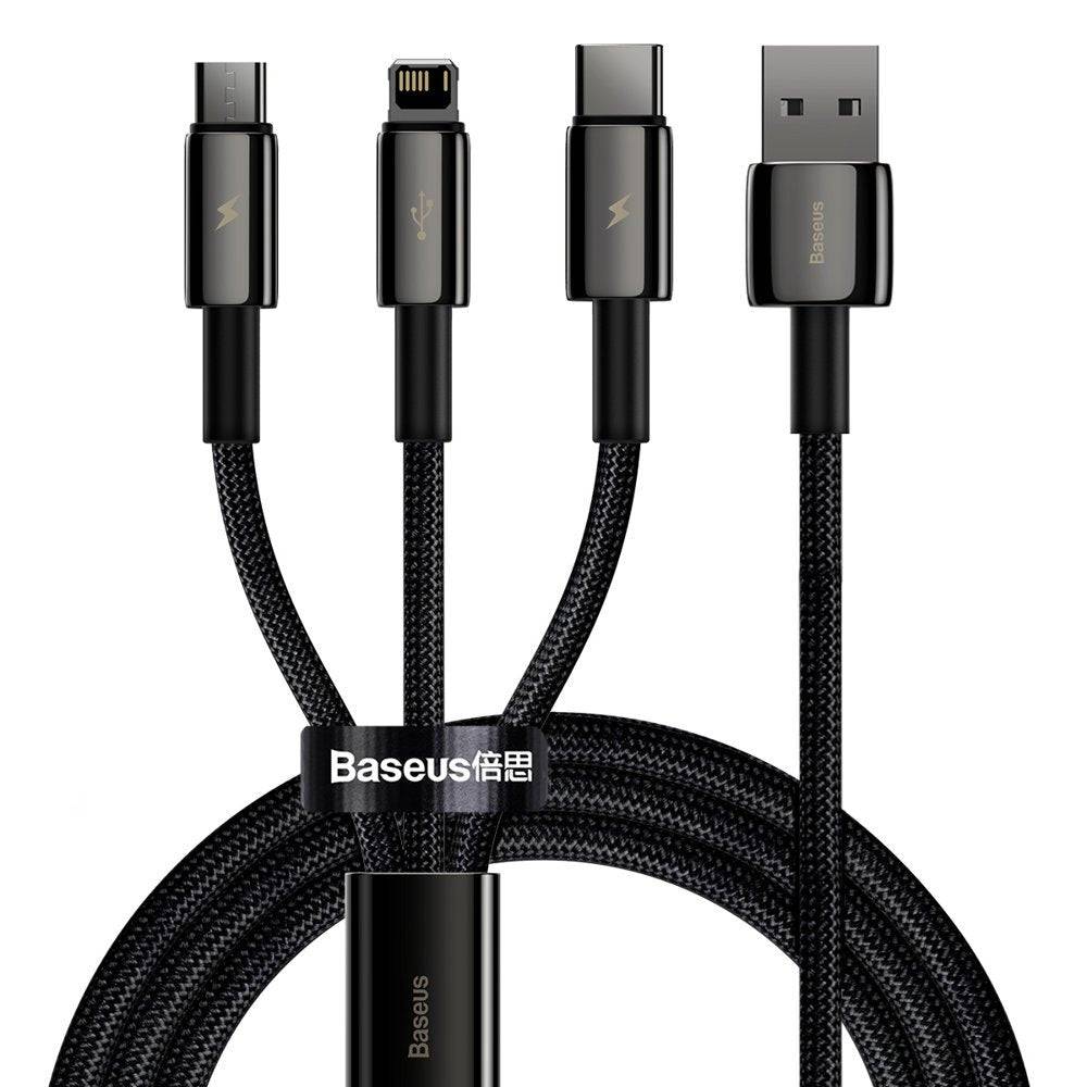 Baseus Tungsten Gold 3 in 1 Cable USB to Micro Lightning Type-C 3.5A 1.5M