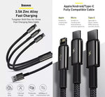 Baseus Tungsten Gold 3 in 1 Cable USB to Micro Lightning Type-C 3.5A 1.5M