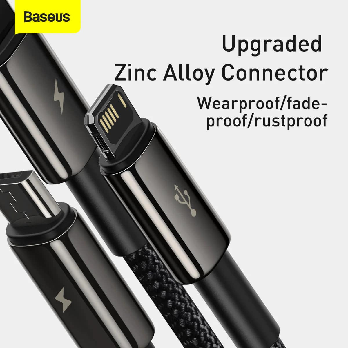 Baseus Tungsten Gold 3 in 1 Cable USB to Micro Lightning Type-C 3.5A 1.5M