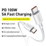 Baseus Type C to Type C Cable 100W 2 meter White