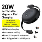 Baseus Zinc Magnetic Retractable 3 in 1 Data Cable