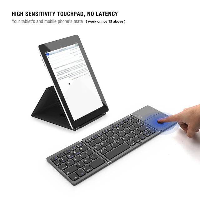Foldable Bluetooth Keyboard With Touch Pad B033 English Arabic