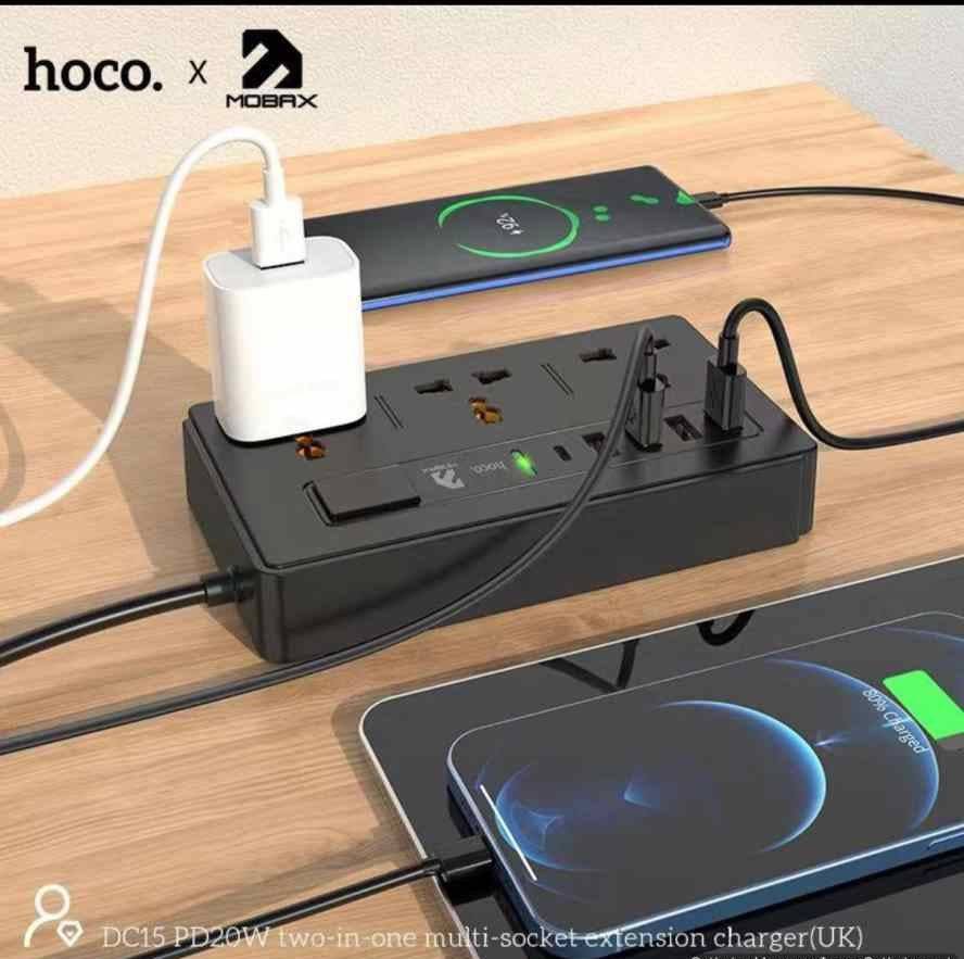 Hoco Mobax DC15 2in1 Multi Socket PD 20W Charger Extension
