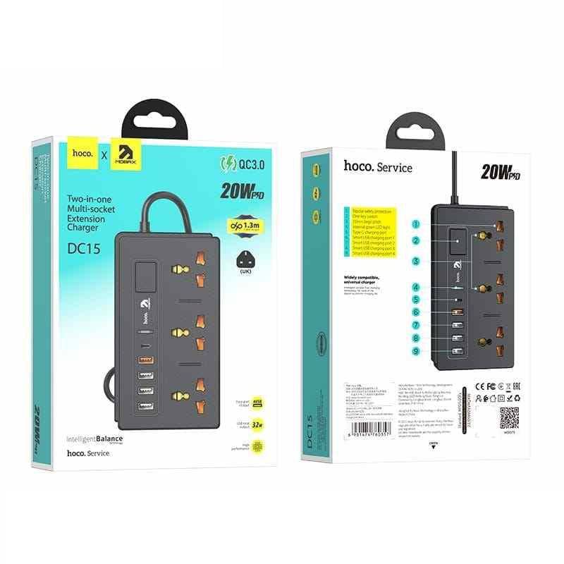 Hoco Mobax DC15 2in1 Multi Socket PD 20W Charger Extension