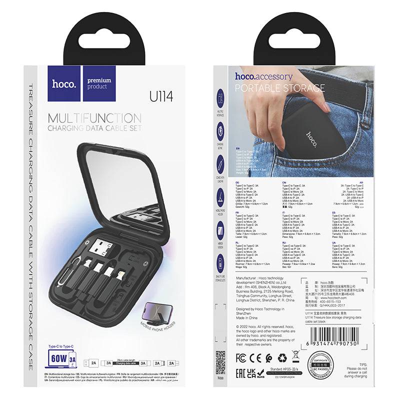 Hoco U114 Treasure Box Storage Charging Data Cable Set 60W