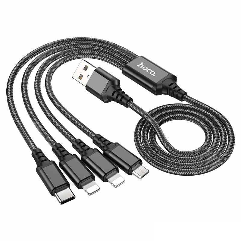 Hoco X76 4in1 Cable Lightning Type-C Micro