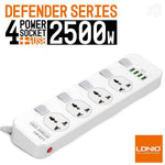 Ldnio 2500W Power Extension 4 USB-A Ports 4 Power Sockets SC4408